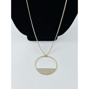 Lisa Freede Gold Micro Pave Eclipse Long Necklace Pendant Disc Celebrity Jewelry